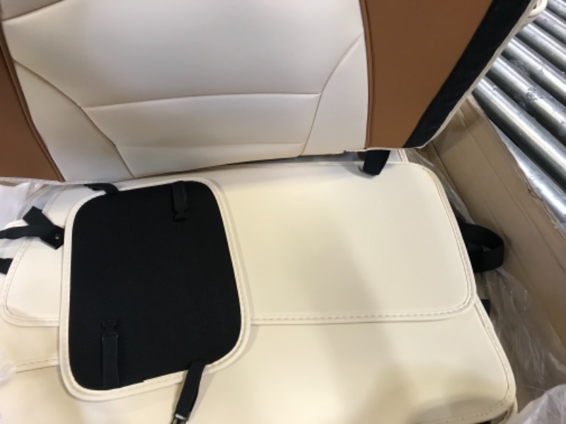 Photo 6 of FH Group Car Seat Cover for Back Seat Beige Brown Faux Leather - Universal Fit, Rear Seat Covers for Cars with Rear Split Bench, Car Seat Cushions, Car Interior Accessories for SUV, Sedan, Van BEIGEBROWN Rear Set