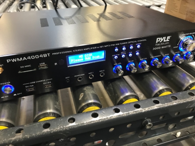 Photo 1 of Pyle PWMA4004BT Powerful 3000 Watt 4 Channel Bluetooth Hybrid Amplifier Receiver with 2 Battery Powered Handheld Microphones and Remote Control