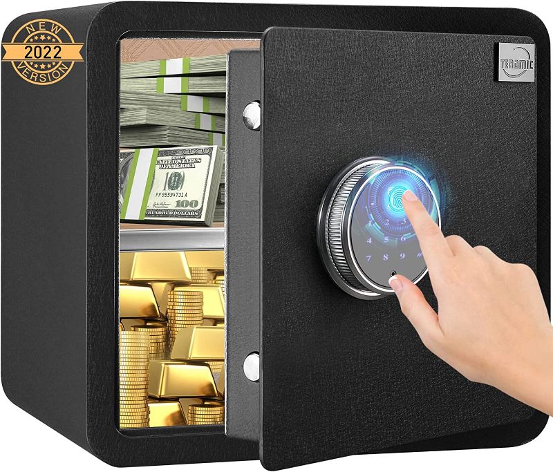 Photo 1 of (KEY IS STUCK INSIDE OF SAFE)Tenamic Safe Box Biometric Fingerprint Fireproof Waterproof Safe Box 1.41 Cubic Feet Electronic Touch Screen Keypad Home Box , Solid Alloy Steel Office Hotel Home Cabinet Safe, Black
