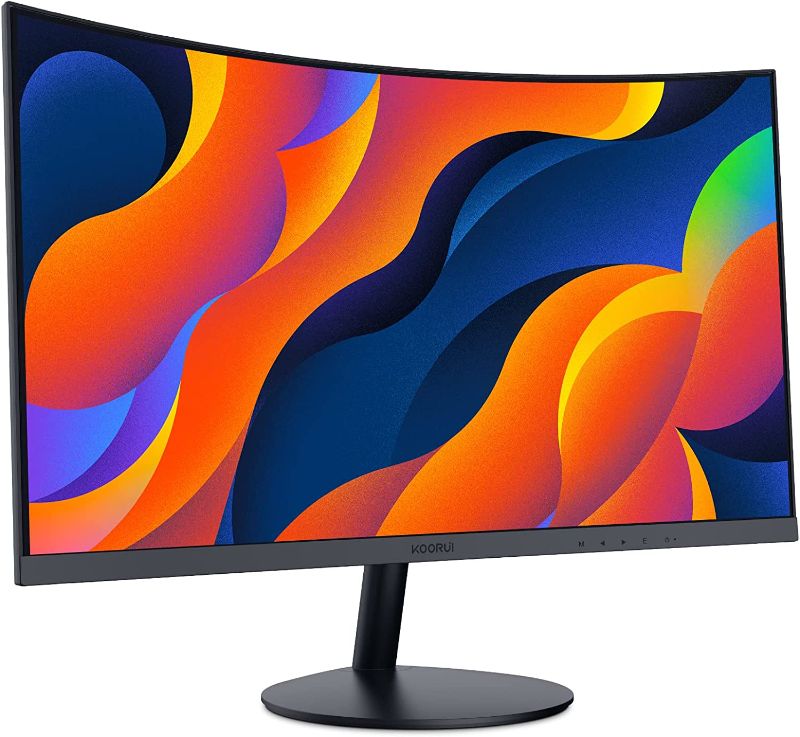 Photo 1 of KOORUI 24-Inch Curved Computer Monitor- Full HD 1080P 60Hz Gaming Monitor 1800R LED Monitor HDMI VGA, Tilt Adjustment, Eye Care, Black 24N5C
