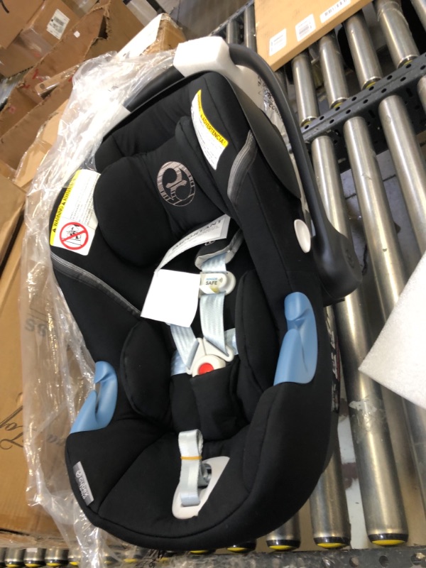 Photo 2 of Cybex Aton M Infant Car Seat with SensorSafe, Real-Time Mobile App Safety Alerts, Removable Newborn Insert, Includes SafeLock Car Seat Base with LATCH System, Lavastone Black, 10.9 Pounds