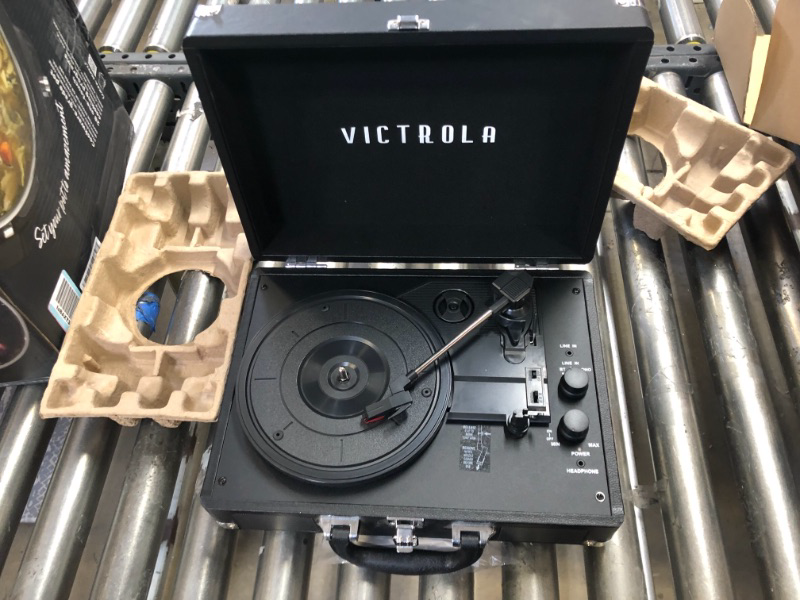 Photo 2 of Victrola Vintage 3-Speed Bluetooth Portable Suitcase Record Player with Built-in Speakers | Upgraded Turntable Audio Sound| Includes Extra Stylus | Black, Model Number: VSC-550BT-BK, 1SFA