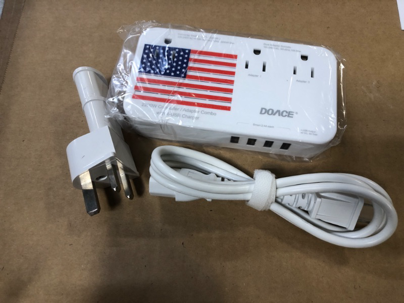 Photo 2 of DoAce X11 2200W Voltage Converter, 220V to 110V Converter for Hair Dryer Straightener Curling Iron, 10A Travel Power Adapter with 4-Port USB and US UK AU EU Plugs for Cell Phone Camera Tablet Laptop