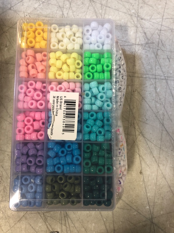 Photo 2 of 2000 pcs Pony Beads kit in 2 Grid containers, Includes 1600 pcs Pony Beads + 400 pcs Alphabet Beads, Beads for Jewelry Making, Beads, Hair Beads, Beads for Crafts, Kandi Beads…
