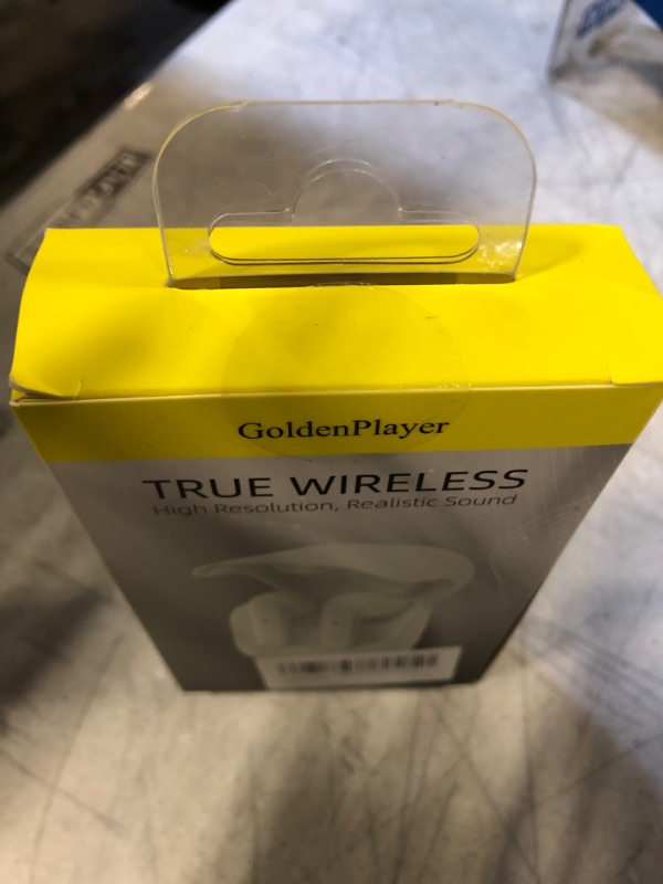 Photo 3 of GoldenPlayer True Wireless Earbuds, Bluetooth Headphones with Wireless Charging Case, Wireless in-Ear Headphones with Microphone, Touch Control, Stereo Sound Earphones for Sports White -- FACTORY SEALED 