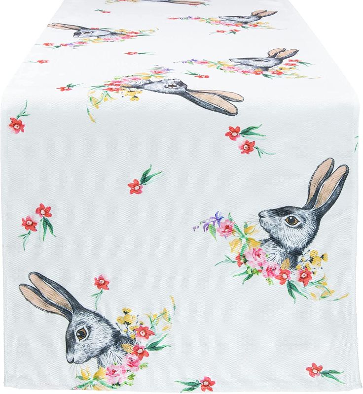 Photo 1 of  Decorations Table Runner with Bunny Flowers (108 Inches Long)  