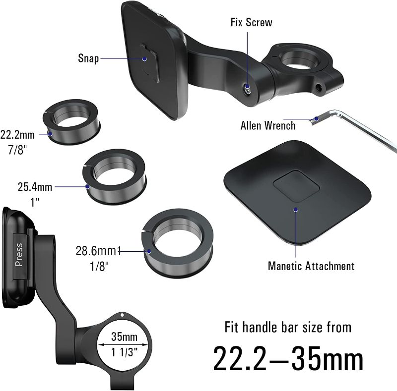 Photo 1 of Bike Phone Mount, Universal Bicycle Motorcycle Cell Phone Mount, 360° Rotatable Adjustable Bike Phone Mount Compatible for All Smartphones