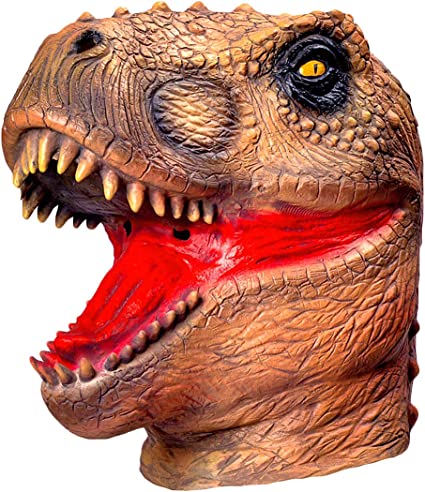 Photo 1 of  Dinosaur Head Mask T-Rex Mask Novelty Costume Party Latex Raptor Animal Head Mask Cosplay Props Full Head Yellow
