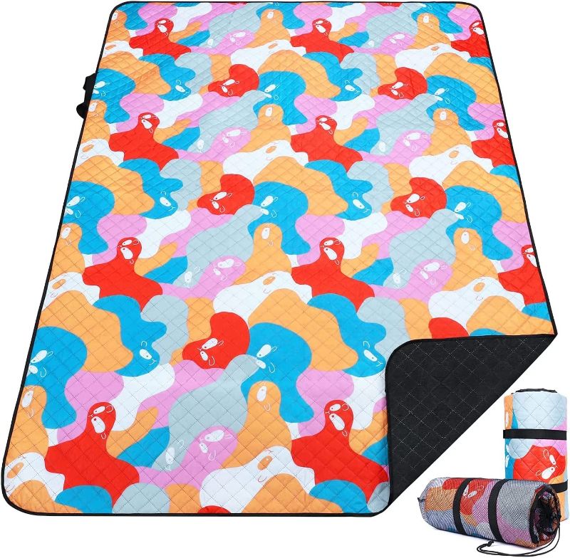 Photo 1 of  Large Picnic Blanket Foldable, 200 x 145Cm Waterproof Outdoor Picnic Mat Oversized Washable Picnic Rug with Sandproof Backing, Beach Blanket for Picnic & Spring Outing
