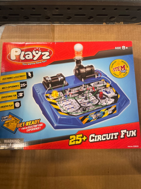 Photo 1 of Playz Electrical Circuit Board Engineering Kit for Kids with 25+ STEM Projects Teaching Electricity, Voltage, Currents, Resistance, & Magnetic Science | Gift for Children Age 8, 9, 10, 11, 12, 13+ -- FACTORY PACKAGED 