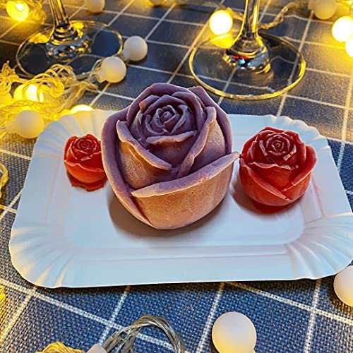 Photo 1 of 3D Rose Shaped Silicone Mold, 4Pcs Rose Flower Fondant Mould Chocolate Candy Mold Cake Cupcake Topper Decoration Tool for Wedding Birthday Mother's Day Anniversary Party Baking
