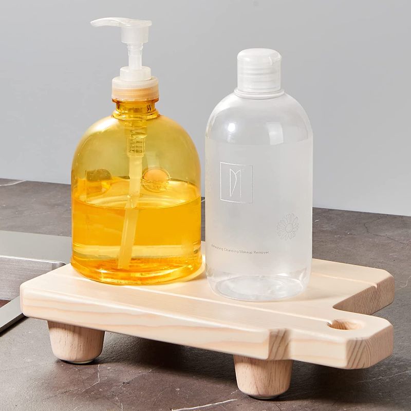 Photo 1 of Wood Riser for Home Kitchen Sink Wood Pedestal Stand Square Wooden Soap Tray with Handle for Bathroom Wood Stand for Bottles Plant Makeup Tissues Candles Soap Guest Towel Plate(10x 6.3 x 2Inch)
