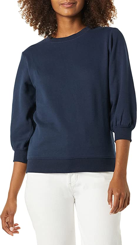 Photo 1 of Amazon Essentials Women's French Terry Fleece Sleeve Detail Crewneck Sweatshirt. Small

