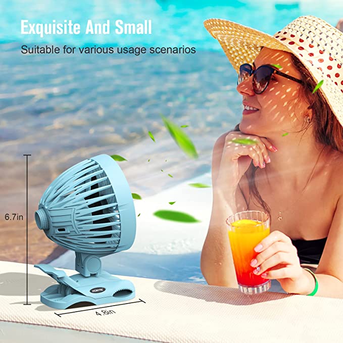 Photo 2 of HONYIN 5000mAh Rechargeable Battery Operated Clip on Fan, 6'' CVT Small Desk Fan with Sturdy Clamp, Quiet Operation, Little Personal Cooling Fan for Bedroom Stroller Office Treadmil