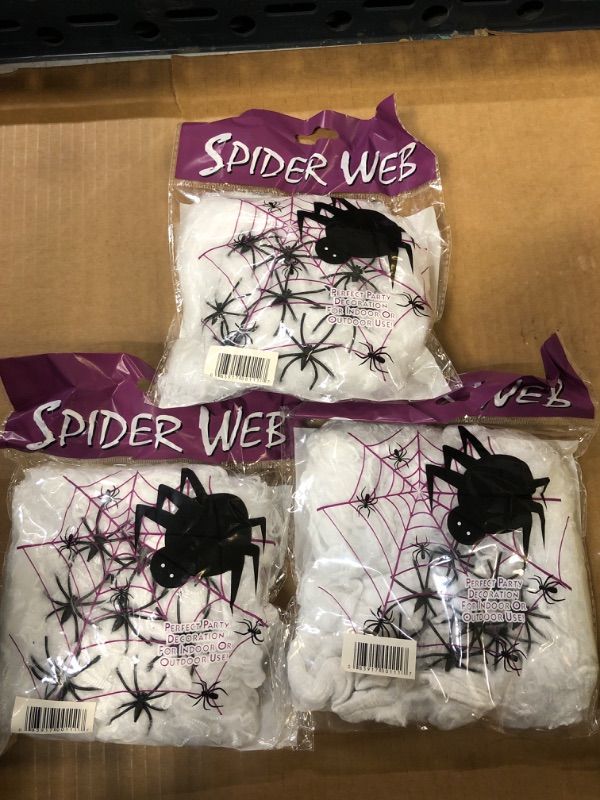 Photo 1 of 3pack--Spider Web, 200 Square Ft, Halloween Decorations, Spider Webs (200 Square Feet) (Packaging Artwork May Vary) Can Be Used As Fake Snow for Indoor Christmas Decorations, Remove Spiders