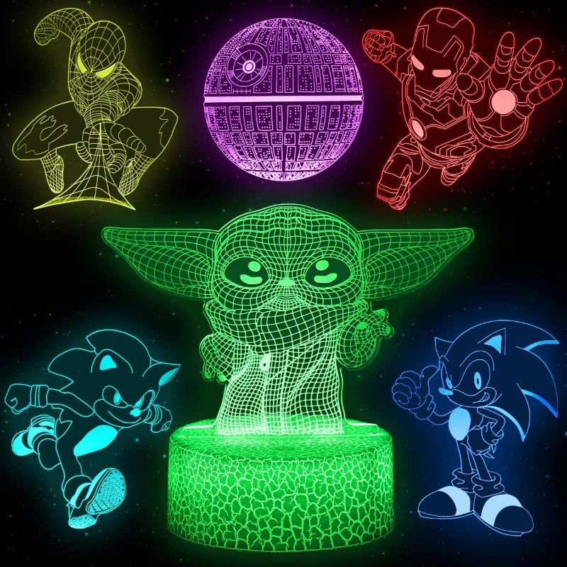 Photo 1 of 3D Illusion Star Wars Night Light for Kids, Anime Toy Lamp with 6 Patterns and 16 Colors Changing, Birthday Festival Christmas Gift for Kids Men
