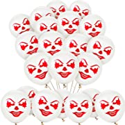 Photo 1 of 3Pack of 48Pcs Scary Halloween Balloons Horror Themed Balloons Scary Clown Party Decorations Horrible Halloween Party Supplies Terror Clown Pattern Latex Balloons for Haunted House Cosplay White and Red 