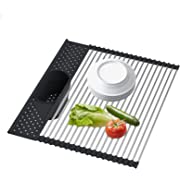 Photo 1 of AIANDE Roll Up Dish Drying Rack Sink Drying Rack Over The Sink Dish Drying Rack Sink Topper Foldable Sink Cover Collapsible Dish Drying Rack for Kitchen Anti-Slip Silicone and SUS304 Material
