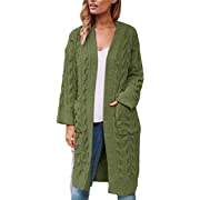 Photo 1 of Aoysky Women's Long Sleeve Casual Loose Cable Knitted Open Front Long Cardigan Sweater Coats with Pockets LARGE
