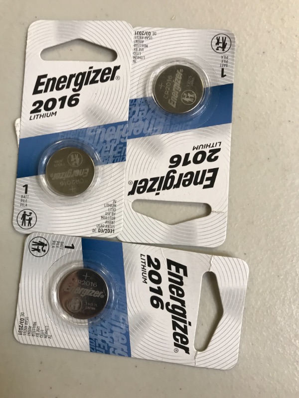 Photo 2 of 3 COUNT Energizer 2016 3V Batteries, 3 Volt Battery Lithium Coin, 1 Count