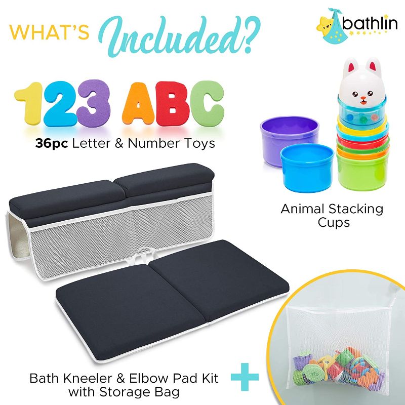 Photo 1 of Baby Bath Kneeler and Elbow Rest Pad Set - Bathtub Kneeler Pad - Baby Bath Mat Knee Pad for Bath Kneeling -Kneeling Pad for Bathing Baby -Bonus Bath Toy Storage, Foam Letters & Numbers, Stacking Cups
FACTORY SEALED