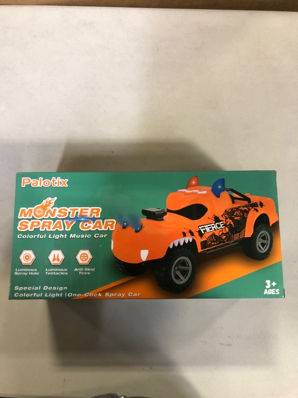 Photo 2 of Dinosaur Toys for Boy Toys - Dino Monster Spray Truck for Boys | Dynamic Kids Toys with Three Modes Game Spray Light | Toddler Toy Cars for Age 3 4 5 6 7 Boy Girl Gift | Dinosaur Toys for Kids 3-5 5-7 Orange