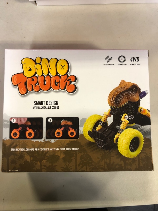 Photo 2 of Dinosaur Toys Pull Back Cars for Kids 3-5 Boys Dino Trucks Toddler Toys, Monster Trucks Pull Back Cars with Dinosaur Stickers & Dinosaur Cards, Christmas Birthday Gifts for 2 3 4 5 6 7 Year Old Boys ( FACTORY SEALED )