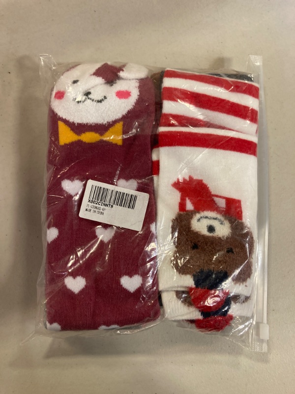 Photo 2 of Flanhiri Kids Toddler Girls Knee High Socks Cartoon Animal Warm Cotton Stockings 6 Pairs- Set 2