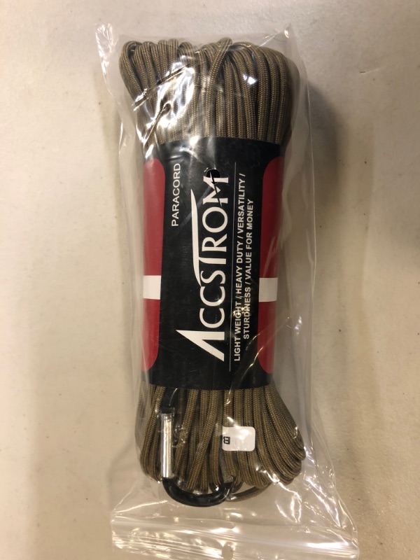 Photo 2 of 650lb Paracord Parachute Cord, Mil-Spec Type III, Nylon Paracord for Paracord Bracelet, Paracord Keychain(100ft, Coyote Brown) 100ft Coyote Brown