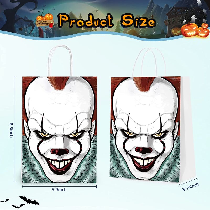 Photo 3 of 24PCS Halloween Treat Bags Horror Character Halloween Paper Gift Bags with Handles Trick or Treat Candy Bags Goodie Bags for Halloween Party Favors Supplies
