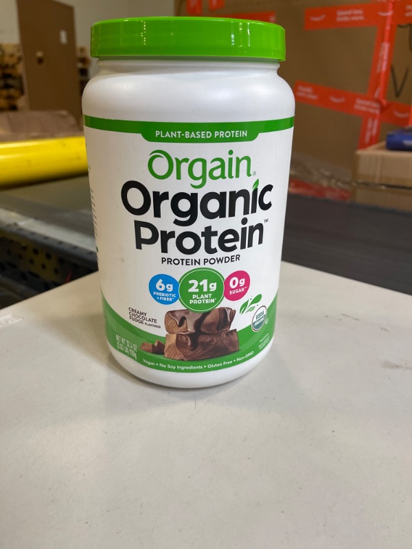 Photo 3 of Orgain Organic Plant Based Protein Powder, Creamy Chocolate Fudge - Vegan, Low Net Carbs, Non Dairy, Gluten Free, Lactose Free, No Sugar Added, Soy Free, Kosher, 2.03 Pound (Packaging May Vary)
EXP 03/09/23