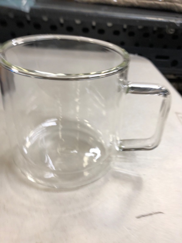 Photo 2 of 1PC  CNGLASS 15.2oz Glass Coffee Mugs,Double Wall Insulated Glass Mugs with Handle,Clear Espresso Mugs for Latte,Cappuccino,Tea Bag,Set of 2 15.2oz