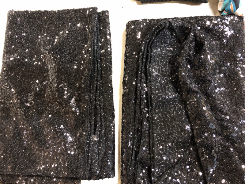 Photo 1 of BEDDEB Black Sequin Backdrop Curtain, 2PCS 2FTx8FT Glitter Backdrop Curtain for Christmas, Birthday, Wedding, Party Decoration 2FT x 8FT 2PCS Black