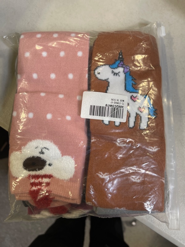 Photo 2 of Flanhiri Kids Toddler Girls Knee High Socks Cartoon Animal Warm Cotton Stockings
