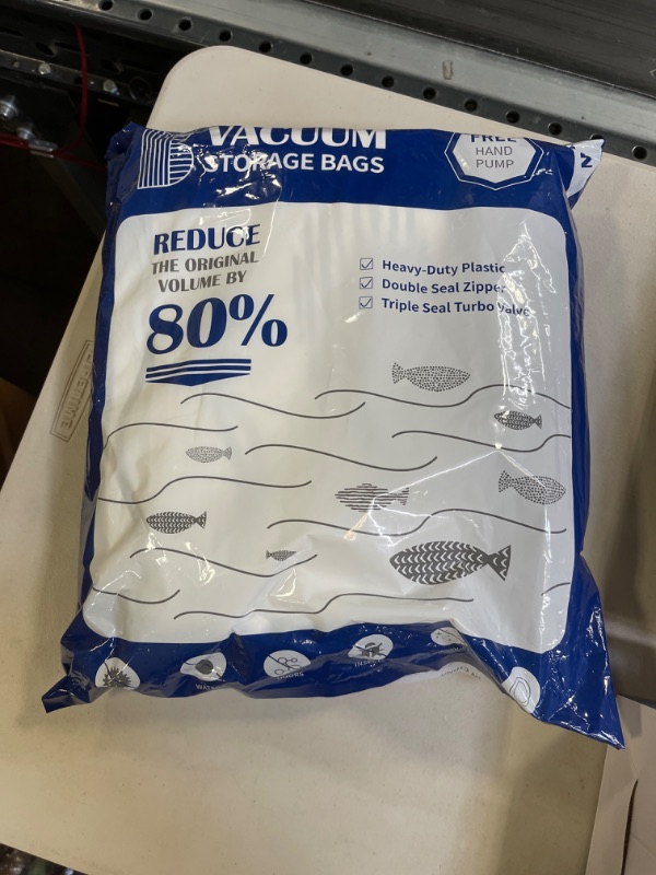 Photo 1 of 16 Combo Vacuum Storage Bags, Reusable Space Saver Vacuum Compression Bags, 16 Pack Durable (8 Large, 8 Medium) Vacuum Sealer Bags for Clothes, Blankets, Pillows, Travel Hand Pump Included
