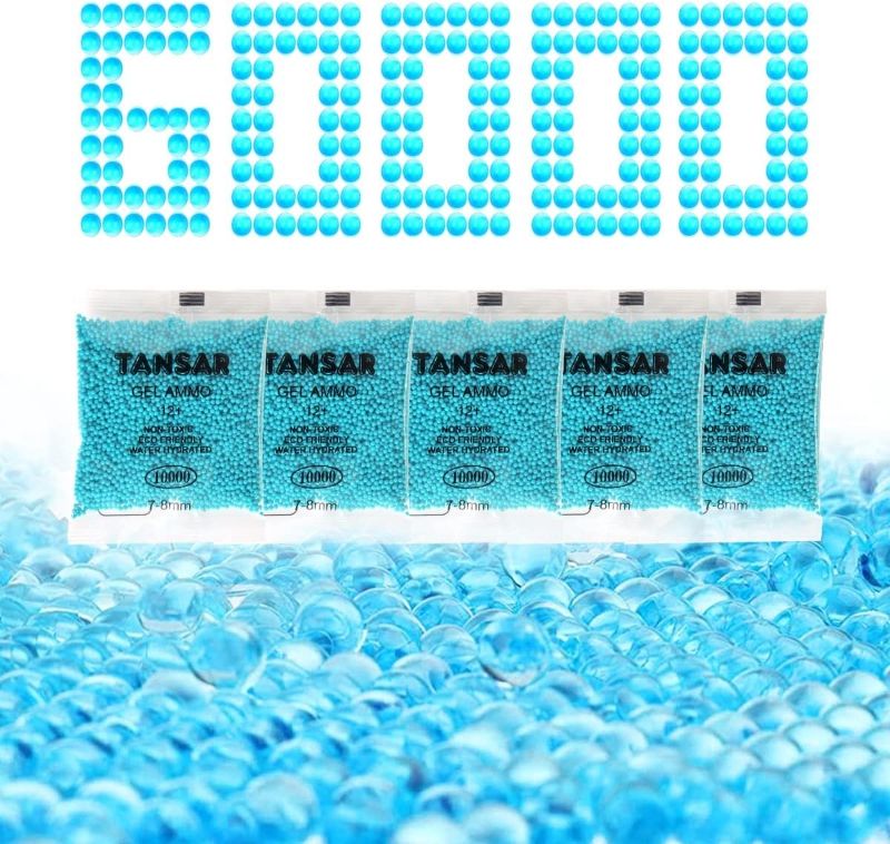 Photo 1 of 2 PACKS- TANSAR Gel Balls Refill Blaster Ammo (7-8 mm,6 Pack,10000 Pieces Per Pack),Splater Water Ball Beads Compatible with Splatter Ball Gun,Tiffany-Blue
