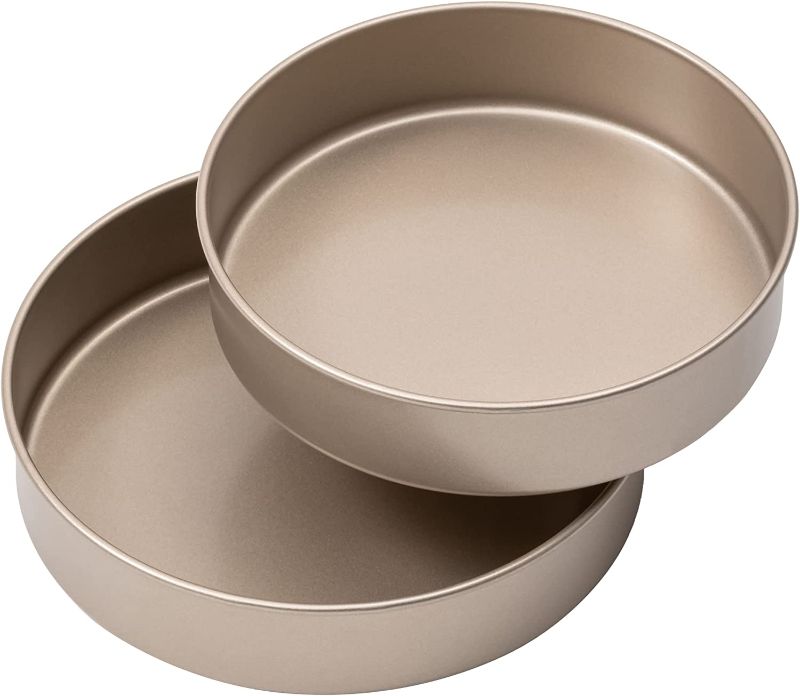 Photo 1 of Bakestudio Round Cake Pans Set of 2, Tier Deep Baking Pans for Party, Non-Toxic Nonstick Durable, Warp-Resistant Food Safe Coating, Gold (9.2 Inch & 8.3 Inch)
