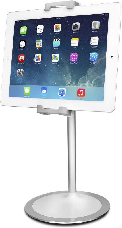 Photo 1 of Aluratek Adjustable Desktop Smartphone & Tablet Stand, Holder for iPhone, Android, iPad, & Most Tablet Sizes (AUCH06F), Silver
