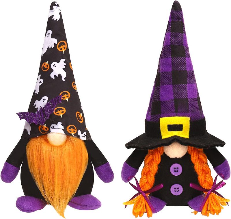 Photo 1 of Halloween Gnomes Decorations, 2 Pcs Handmade Swedish Gnomes Plush Table Ornament Halloween Decorations Party Supplies Kids Gift
