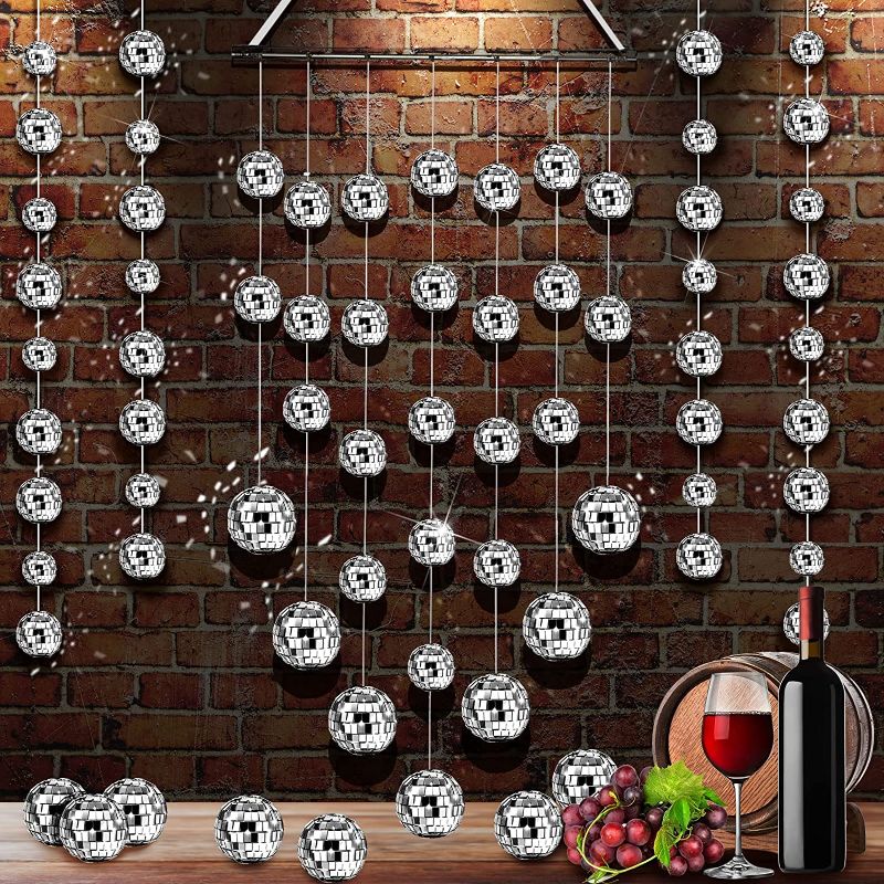 Photo 1 of 30 Pieces Disco Ball Decorations Disco Ball Wind Chimes for Garden Waterproof Mirror Balls Decorative Small Disco Ball for Home Garden Patio Yard Window Party Decorations
