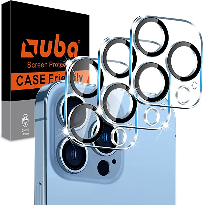 Photo 1 of [3 Pack] OUBA Camera Lens Protector for iPhone 13 Pro/iPhone 13 Pro Max [3 Holes] Lens Cover Tempered Glass, [Case Friendly][Scratch-Resistant] Easy Installation [HD Clear] - Black Circle   2 COUNT 