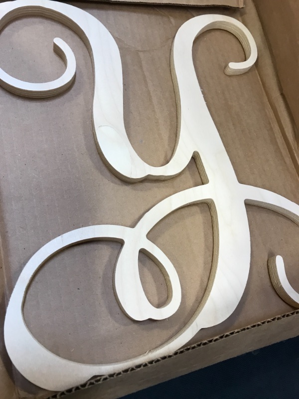 Photo 2 of 13 in. Letter Y, Unfinished Calligraphy Vine Monogram Wood Letter. for Your DIY Decor Such as Door Hanger, Wall Decor, Alphabet for Birthday, Wedding, Baby Shower, Nursery (Y) 13" Tall - Letter Y