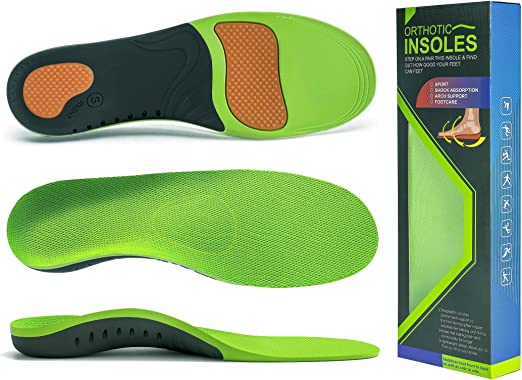 Photo 1 of Kalfa Plantar Fasciitis High Arch Support Insoles Men Women Shoes Inserts - Orthotics Shoes Insoles for Flat Feet Foot Green S(Men 7-8.5/Women 8-9.5)