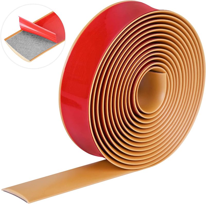 Photo 1 of 19.7Ft Floor Transition Strip Self Adhesive Flooring Transitions PVC Floor Cover Strips Floor Bar Flat Divider Strip Laminate Floor Joining Trim Strip (4cm, Lightbrown)
