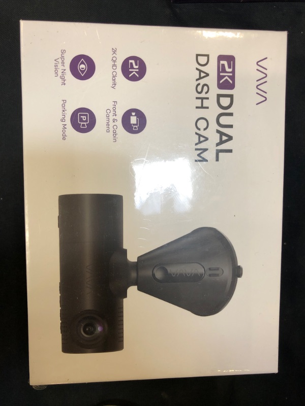 Photo 2 of VAVA VD009 Dual Dash Cam, 2K Front 1080p Cabin 30fps Car Camera, Sony Sensor, Infrared Night Vision, App Control & 2" LCD Display, Parking Mode, Built-in GPS for Uber & Lyft, Bluetooth Snapshot Remote