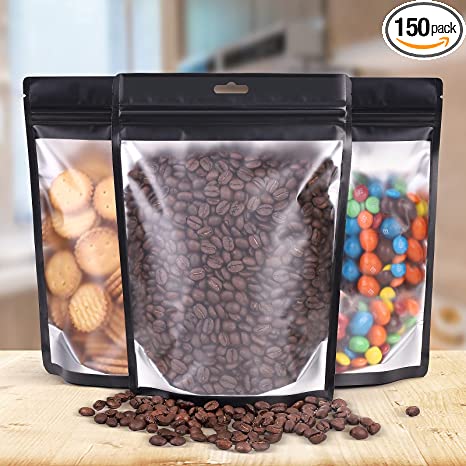 Photo 1 of ?150 Pieces? Resealable Bags (6"x9", 4"x6") for Food Storage, Mylar Bags Smell Proof Bags?with Clear Window?,Packaging Bags for Coffee Beans, Cookie, Lipstick, Candy