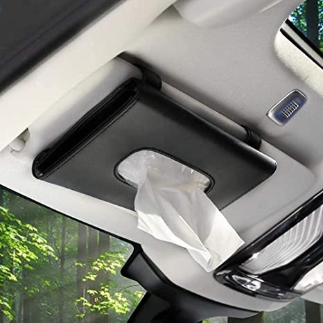 Photo 1 of  Tissue Holder for Car,Car Sun Visor Tissues Holder Napkin Box,Universal Car Vehicle Facial Paper Dispenser,Elegant [Durable] Leather Paper Carry Storaging Case,Best Gifts for Men Women-Black  2 PCS