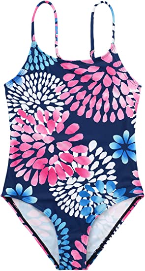 Photo 1 of Azue Girls One Piece Swimwear Bathing Suit for Baby Girls UPF 50+ Printed Beach Swimwear Adjustable Toddler Swimsuit 2-8T SIZE XL