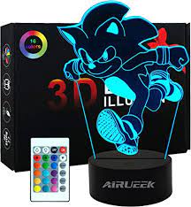 Photo 1 of AIRUEEK 3 Pack Sonic Hedgehog Night Light, 3D Anime Table Lamp With Remote Control Kids Bedroom Decoration, Creative Lighting For Kids And Sonic Hedgehog Fans