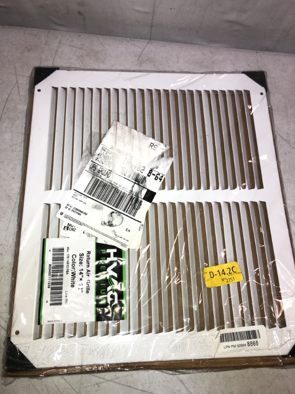 Photo 2 of 14"w X 12"h Steel Return Air Grilles - Sidewall and Ceiling - HVAC Duct Cover - White [Outer Dimensions: 15.75"w X 13.75"h]
